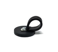 Magnete di tenuta per cavi rivestito in gomma, diametro 43 mm x altezza 6 mm, con morsetto in gomma da 22 mm (nero) - 8 kg di trazione (confezione da 20)