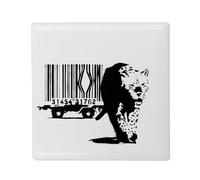 Magnete Frigo Ceramica Quadrata - Banksy Leopard Pantere Code Barre Gage - Formato 5 x 5 cm Magnet Decorativo Souvenir per Frigorifero e Lavagna Magnetica stampata in Francia