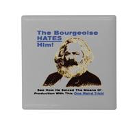 Magnete Frigo Ceramica Quadrata - Borghese Karl Marx Meme Collage Vintage Illustrazione Arte Umorismo Parodia - Formato 5 x 5 cm Magnet Decorativo Souvenir per Frigorifero e Lavagna Magnetica stampata