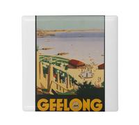 Magnete Frigo Ceramica Quadrata - Geelong Australia Poster Poster Vintage Tourisme Art Deco 30's - Formato 5 x 5 cm Magnet Decorative Souvenir per Frigorifero e Lavagna Magnetica stampata in Francia