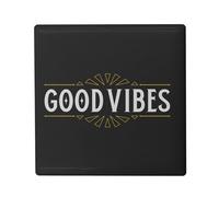 Magnete Frigo Ceramica Quadrata - Good Vibes Buon umore Cool Art Deco - Formato 5 x 5 cm Magnet Decorativo Souvenir per Frigorifero e Lavagna Magnetica stampata in Francia