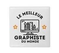 Magnete Frigo Ceramica Quadrata - Il miglior grafico del mondo mestiere Art Design - Formato 5 x 5 cm Magnet decorativo Souvenir per frigorifero e lavagna magnetica stampata in Francia