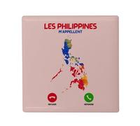 Magnete Frigo Ceramica Quadrata - Le Filippine mi chiamano Geografia Turismo - Formato 5 x 5 cm Magnet Decorative Souvenir per Frigorifero e Lavagna Magnetica stampata in Francia