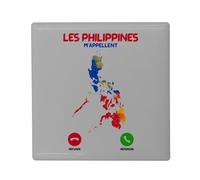 Magnete Frigo Ceramica Quadrata - Le Filippine mi chiamano Geografia Turismo - Formato 5 x 5 cm Magnet Decorative Souvenir per Frigorifero e Lavagna Magnetica stampata in Francia