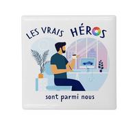 Magnete Frigo Ceramica Quadrata - Les Real Heroes - Grafico Artigianato Digital Designer Formato 5 x 5 cm Magnet Decorativo Souvenir per Frigorifero e Lavagna Magnetica stampata in Francia