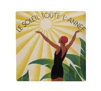 Magnete Frigo Ceramica Quadrata - Soleil Cote D'Azur Poster vintage Viaggi Art Deco 30's - Formato 5 x 5 cm Magnet Decorative Souvenir per Frigorifero e Lavagna Magnetica stampata in Francia