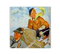 Magnete Frigo Ceramica Quadrata - Tedesco Winter Germania Poster Vintage Tourisme Art Deco 30's - Formato 5 x 5 cm Magnet Decorative Souvenir per Frigorifero e Lavagna Magnetica stampata in Francia