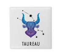 Magnete Frigo Ceramica Quadrata - Toro Segno Astrologia Previsione Stellare Celeste Sideral Stella - Formato 5 x 5 cm Magnet Decorativo Souvenir per Frigorifero e Lavagna Magnetica stampata in
