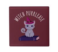 Magnete Frigo Ceramica Quadrata - Witch Purrlease Cat Halloween Drawing Cute - Formato 5 x 5 cm Magnet Decorativo Souvenir per Frigorifero e Lavagna Magnetica stampata in Francia
