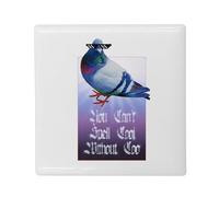 Magnete Frigo Ceramica Quadrata - You Can't Spell Cool Collage Vintage Illustrazione Art Animal Piccione Umorismo Puns Zoomer Streetwear Parodia, formato 5 x 5 cm, magnete decorativo Souvenir per