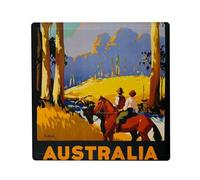 Magnete Frigo in ceramica quadrata - Australia Australia - Poster vintage Tourism Art Deco 30 - Formato 5 x 5 cm Magnet decorativo Souvenir per frigorifero e lavagna magnetica stampata in Francia