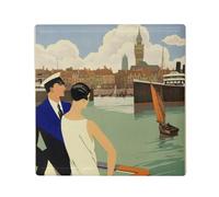 Magnete Frigo in ceramica quadrata - Dunkerque Nord Poster vintage Tourisme Art Deco 30's - Formato 5 x 5 cm - Magnet decorativo Souvenir per frigorifero e lavagna magnetica stampata in Francia