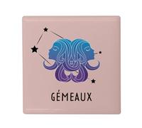 Magnete Frigo in ceramica quadrata - Gemini segno astrologia previsione stellare celeste solare laterale - Formato 5 x 5 cm magnete decorativo souvenir per frigorifero e lavagna magnetica stampata in