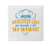 Magnete Frigo in ceramica quadrata - Il miglior chef al mondo è mia mamma, formato 5 x 5 cm, magnete decorativo souvenir per frigorifero e lavagna magnetica stampata in Francia