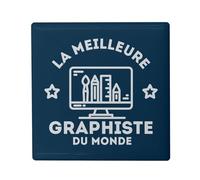 Magnete Frigo in ceramica quadrata - Il miglior grafico del mondo mestiere Art Design - Formato 5 x 5 cm Magnet decorativo Souvenir per frigorifero e lavagna magnetica stampata in Francia