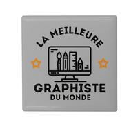 Magnete Frigo in ceramica quadrata - Il miglior grafico del mondo mestiere Art Design - Formato 5 x 5 cm - Magnet decorativo Souvenir per frigorifero e lavagna magnetica stampata in Francia