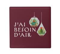 Magnete Frigo in ceramica quadrata - J'Ai Bisogno di aria Tillandsia Piante Vaso da giardinaggio, formato 5 x 5 cm, magnete decorativo per souvenir per frigorifero e lavagna magnetica stampata in