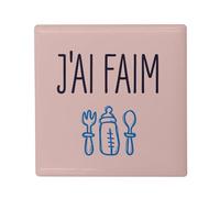 Magnete Frigo in ceramica quadrata - J'Ai Fame Biberon Baby Carignon - Formato 5 x 5 cm - Magnet decorativo Souvenir per frigorifero e lavagna magnetica stampata in Francia