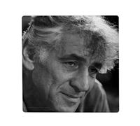 Magnete Frigo in ceramica quadrata - Leonard Bernstein compositore direttore d'Orchestra ritratto, formato 5 x 5 cm, magnete decorativo souvenir per frigorifero e lavagna magnetica stampata in Francia