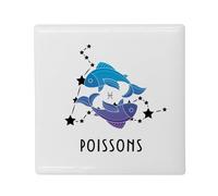Magnete Frigo in ceramica quadrata - Pesci segno astrologia previsione stellare celeste solare laterale - Formato 5 x 5 cm magnete decorativo souvenir per frigorifero e lavagna magnetica stampata