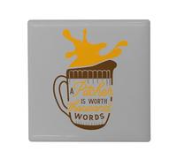 Magnete Frigo in ceramica quadrata - Pitcher is Worth Thousand Words Beer Party - Formato 5 x 5 cm - Magnet decorativo Souvenir per frigorifero e lavagna magnetica stampata in Francia