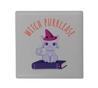 Magnete Frigo in ceramica quadrata - Witch Purrlease Cat Halloween Drawing Cute - Formato 5 x 5 cm - Magnet decorativo Souvenir per frigorifero e lavagna magnetica stampata in Francia