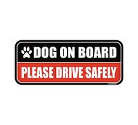 Magnete per auto con cane a bordo, tipo rettangolare (nero/rosso)