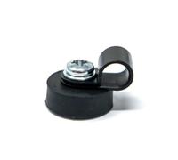 Magnete per cavi rivestito in gomma, diametro 18 mm x altezza 6 mm, con clip per cavo da 6,4 mm (nero) - trazione 1,6 kg (confezione da 2)