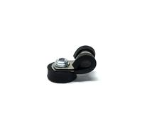 Magnete per cavi rivestito in gomma, diametro 18 mm x altezza 6 mm, con morsetto in gomma da 6 mm (nero) - trazione 1,6 kg (confezione da 2)