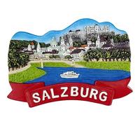 Magnete per frigorifero Souvenir - Città Vecchia con Fortezza Hohensalzburg & Fiume, magnete 3D, pensiero di viaggio e idea regalo - Salisburgo