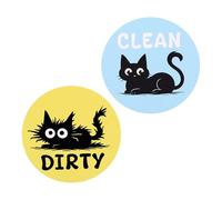 Magnete Per Lavastoviglie - 2 Pezzi Da Cucina Gatto Nero | Magnete Forte A Doppia Faccia Reversibile,Per Soggiorno Lavanderia Appartamento Dormitorio Fattoria Frigorifero Soggiorno