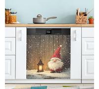 Magnete per lavastoviglie a forma di gnomo natalizio con neve rossa, riutilizzabile, decorazione per le vacanze, 58,4 x 66 cm