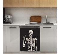 Magnete per lavastoviglie con scheletro umano nero, Day of the Dead Skull magnetico Decor Panel Stiker per frigorifero decorazione cucina porta, 58,4 x 66 cm