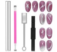 Magnete per unghie Cat Eye da 4 pezzi, Magnete per unghie Cateye per unghie, Magnete per unghie a doppia testa Cat Eye Gel Smalto per unghie Magnete Wand Forte ventosa Strumento per unghie