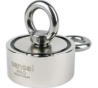 Magnete SENSEI da 150 kg, Magnete a Doppia Faccia al Neodimio N52 con Occhiello Sopra e a Lato, Ø6 x H2,7 cm, Magnete al Neodimio Molto Forte per Casa, Officina, Pesca in Acqua