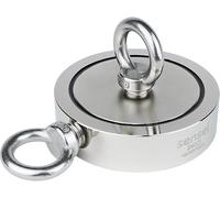 Magnete SENSEI da 500 kg, Magnete a Doppia Faccia al Neodimio N52 con Occhiello Sopra e a Lato, Ø11,6 x H3 cm, Magnete al Neodimio Molto Forte per Casa, Officina, Pesca in Acqua