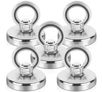 Magnete Stark, 45 kg magneti al neodimio extra forti, pesca magnetica, confezione da 5 ganci magnetici grandi e forti con occhiello al neodimio, Neodym Ösenmagnet Magnethaken 32 mm