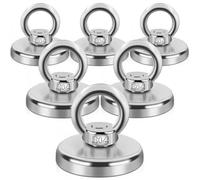 Magnete Stark, Magneti al neodimio da 65 kg Pesca magnetica extra forte, Confezione da 6 Ganci magnetici con occhiello al neodimio grandi e resistenti, Neodym Ösenmagnet Magnethaken 42mm