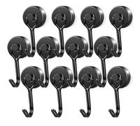 Magnethaken Extra Stark Ganci magnetici extra resistenti, confezione da 12 ganci magnetici al neodimio da 20 mm ganci magnetici girevoli ganci in metallo antiruggine per cucina Schwarz Neodym Magnete