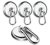 Magnethaken Extra Stark Ganci magnetici magneti al neodimio extra forti con ganci, 25 mm Ganci magnetici al neodimio da 45 kg con moschettone rotante, ganci magnetici con moschettone forte, 4 pezzi