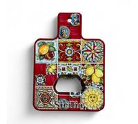 Magneti Apribottiglie Siciliani Decorativi, Design con Limoni e Motivi Tradizionali, Souvenir della Sicilia (Maioliche)