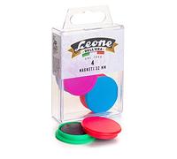Magneti Colorati Leone Dell'Era - Scatola appendibile, 32 mm, 4 pezzi