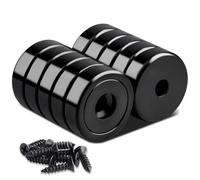 Magneti in Neodimio Potenti Con Foro30kg Forza 25mm Calamite Potente,Magnete con Base In Acciaio Svasato Viti 10Pezzi Nero