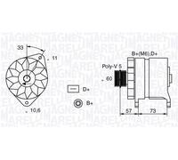 MAGNETI MARELLI 063321156010 Alternatore 12 V 65 A diametro 60 mm