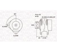 MAGNETI MARELLI 063731147010 Alternatore 14 V 120 A diametro 49 mm con puleggia