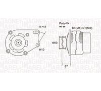 MAGNETI MARELLI 063731153010 Alternatore 14 V 65 A diametro 60 mm con puleggia