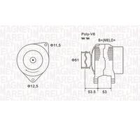 MAGNETI MARELLI 063731698010 Alternatore 14 V 120 A diametro 61 mm