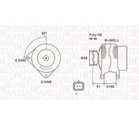 MAGNETI MARELLI 063731881010 Alternatore 14 V 120 A diametro 54 mm