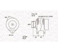 MAGNETI MARELLI 063731964010 Alternatore 14 V 100 A diametro 62 mm