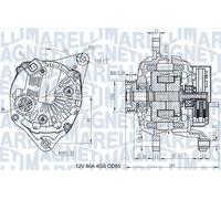 MAGNETI MARELLI 063731977010 Alternatore 12 V 80 A diametro 55 mm con puleggia